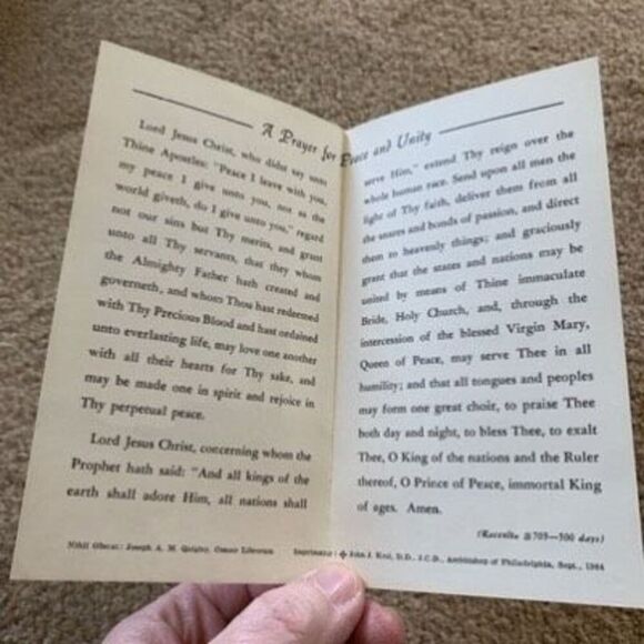 Catholic Obituary Prayer Card Pope John XXIII John Fitzgerald Kennedy 1964 - Picture 2 of 3